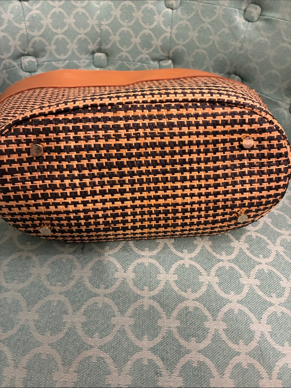 J McLaughlin Tan Woven Tote with Bamboo Handles - Designer Style - Picture 7 of 11